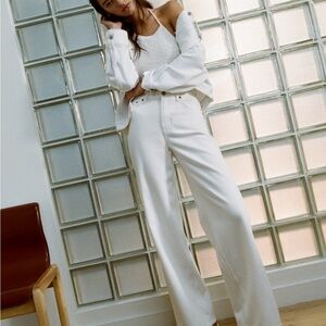 Abercrombie & Fitch White Flare Wide Leg Jeans